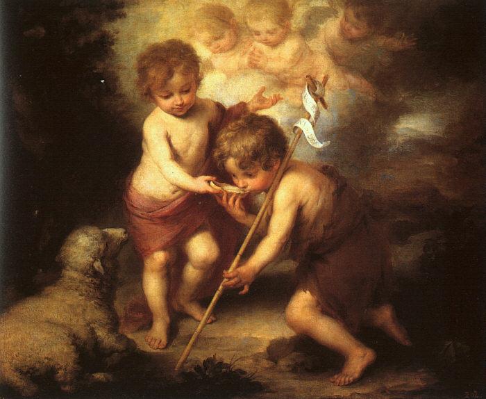 Bartolome Esteban Murillo The Holy Children with a Shell oil painting image